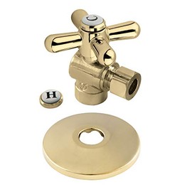Kingston Brass CC43202XK Vintage 1/2-Inch Sweat x 3/8-Inch OD Comp Quarter-Turn Angle Stop Valve with Flange, Polished Brass