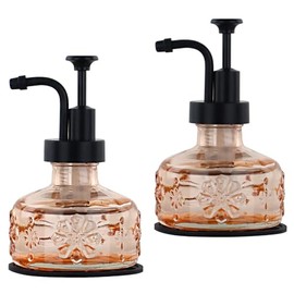 OCTMUSTARD 2 Pack Glass Kitchen Soap Dispenser Bathroom,Kitchen Refillable Liquid Modern Soap Dispenser for Hand Soap, Lotion Dispensers Bottle - Home, Commercial Countertop Decor. (Orange)