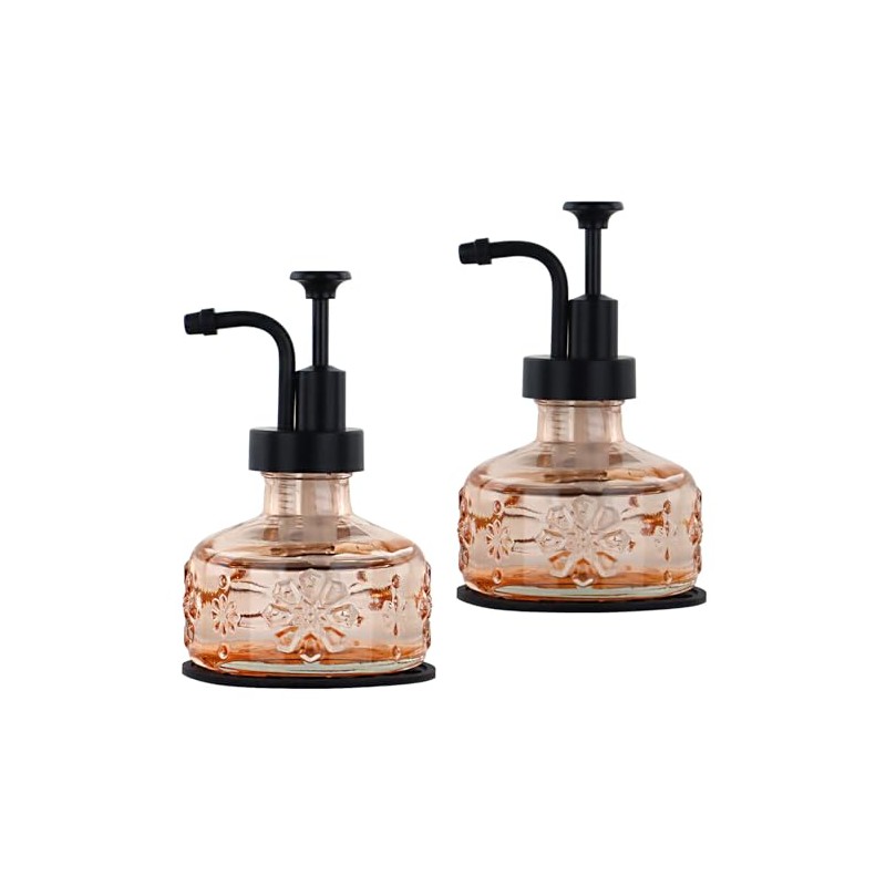 OCTMUSTARD 2 Pack Glass Kitchen Soap Dispenser Bathroom,Kitchen Refillable Liquid