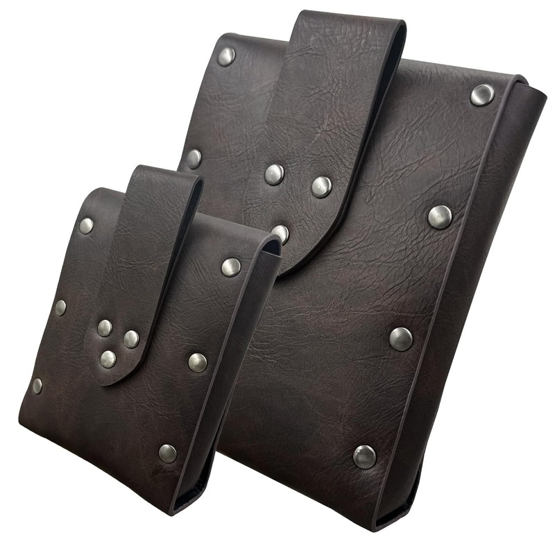 HiiFeuer 2 Pieces Medieval Faux Leather Studded Belt Pouch, Retro