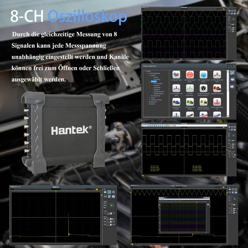 Hantek 1008C PC USB 8CH Automotive Diagnostic Digital Oscilloscope/DAQ/Programmable Generator
