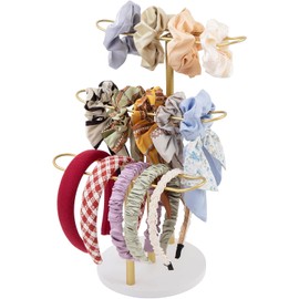 MoyRetty - Organizador de 3 niveles para la diadema, organizador de joyas de metal para el pelo, cuerdas para el cabello, accesorios, pulseras, brazaletes, recámara, universidad, decoración de