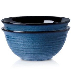 Hasense Ceramic Salad Bowls, 8.5 Inch Large Serving Bowls, 60 oz Serving Dishes for Entertaining Soup Pasta Ramen Pho Fruit Popcorn, Dishwasher and Microwave Safe, Set of 2, Navy Blue