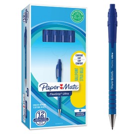 Paper Mate Flexgrip Ultra Retractable Ballpoint Pens | Medium Point (1.0mm) | Blue | 12 Count