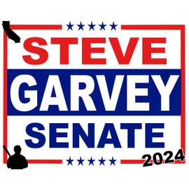 Steve Garvey 2024 California Senate republican, trump, california republican, conservative, Red White & Blue Yard Sign with Metal H Stake
