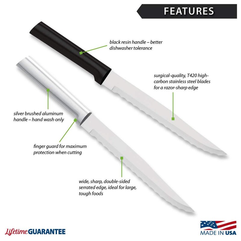 RADA Cutlery Serrated Slicer Knife (R138), 7" Stainless Steel Hollow