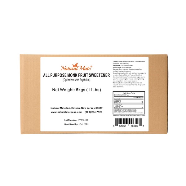 Monk Fruit Zero Calorie Sweetener (2x Sugar Sweet, Original), 5kg/11Lbs-