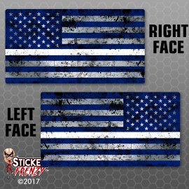 Sticker Sector Thin White Line Grunge Flag Mirrored Stickers 2 Pack - Car Truck Decal FS2009