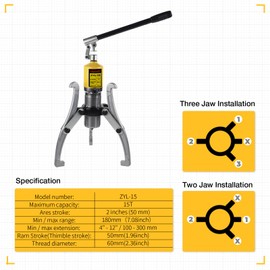 LCyindu 10 Ton Hydraulic Gear Puller Kit – 2 or 3 Jaws Bearing Hub Separator with Case for Hubs, Bearings, Gears