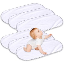 Pack of 6 Changing Mats, Soft Changing Mat for Babies, Bamboo Viscose Changing Mat, 30 x 60 cm, Portable Changing Mat, Washable for Home, Outdoor, Washable, Reusable (White)