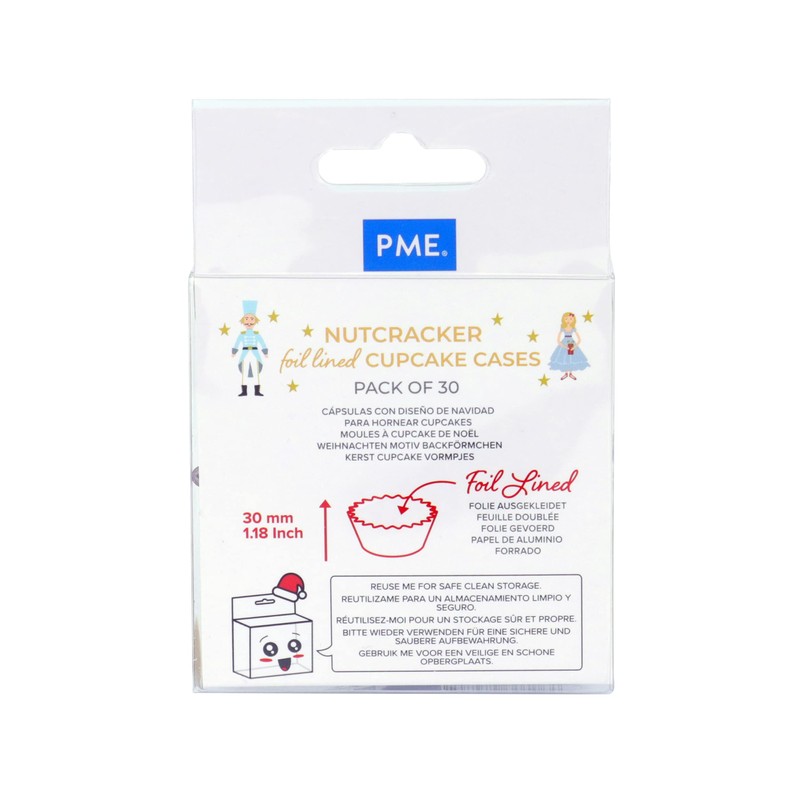 PME Foil Lined Cupcake Cases - Nutcracker, Pack of 30,