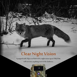Game & Trail Camera 24MP 1296P No Glow with 75ft Night Vision Motion Activated IP66 Waterproof Outdoor for Hunting Wildlife & Home Surveillance
