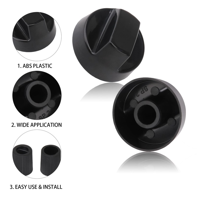 Bstinay 4 Pack Black Control Knobs with 12 Adapters Wide