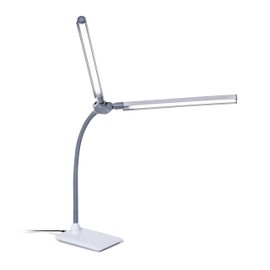 daylight DuoPro™ Table Lamp - Double Shade LED Task Lamp, 4 Brightness Levels, 6,000K, 2,100 Lux, Anti-Glare, Flexible Arm, Touch Dimmer - Ideal for Sewing, Crafting, Reading