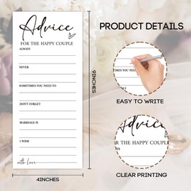 MXLINSW Minimalist White Wedding Shower Games Cards, Advice for The Couple, Bridal Shower Games, Engagement Party Wedding Card for 25 Guests, Bridal Party Supplies 4x9inch-A05