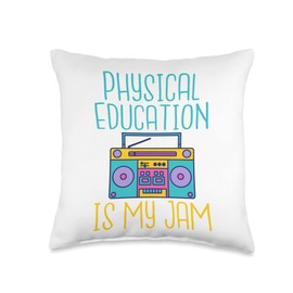 Physical Education Teacher Gifts & Supplies Physical Education is My Jam PE Teacher Throw Pillow, 16x16, Multicolor