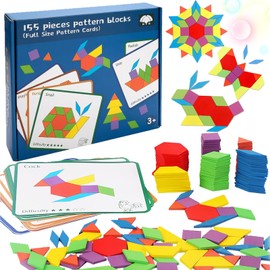 lankai Tangram, Children's Geometric Shapes Wooden Puzzles, Intelligence Puzzle Tangram, Wooden Puzzles, Geometric Puzzle, with Storage Bag and 12 Cards, for Children Girls Boys from 3 Years, Pack of