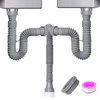 Cinsda Double Sink Drain Kit, Flexible Sink Drain Pipe 1-1/2