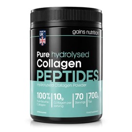 GN Hydrolysed Collagen Peptides Powder, Unflavoured, Type I and III, 18 Amino Acids, 70 Servings, 700g, with 600ml Shaker, for Joints, Skin and Hair