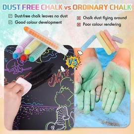 Haoyond Dustless Chalk for Kids, Non-Toxic Washable Toddlers Chalks, Chalkboard Chalk Pen With Holder for Blackboard Drawing Writing Outdoor Art Play Sidewalk-Chalks, 6 Pcs