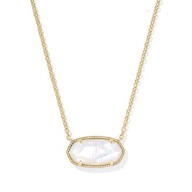 Kendra Scott Elisa Statement Short Pendant Necklace in Ivory Mother Of Pearl, 14k Gold-Plated Brass, Fashion Jewelry for Women