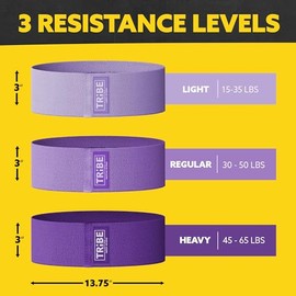 Tribe Lifting Bandas de Resistencia para Cadera para Mujeres y Hombres, Juego de 3 Bandas Antideslizantes para Entrenamiento de Cadera, Bandas de Tera