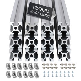 12pcs 1220mm T Slot 2020 Aluminum Extrusion European Standard Anodized Linear Rail for 3D Printer Parts and CNC DIY Silver