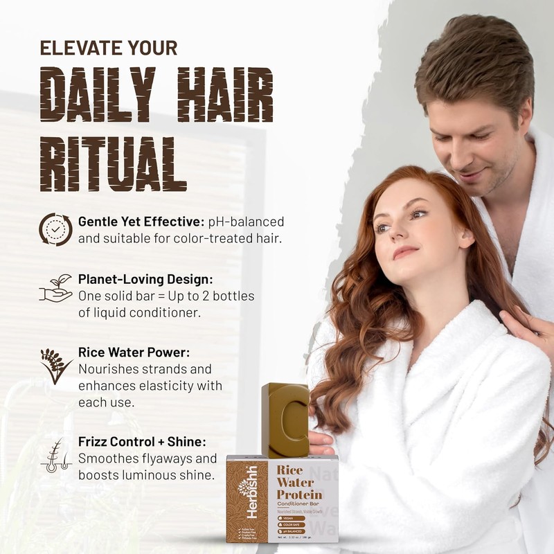Herbishh Acondicionador Sólido de Agua de Arroz para Cabello 3.53
