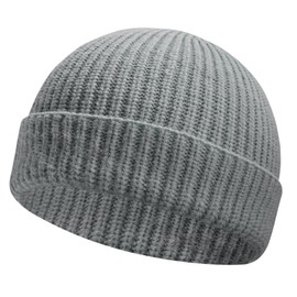 JYxingchi Fisherman Beanies for Men Women Short Cuff Knit Beanie Winter Warm Hats Trawler Hat Stylish Watch Cap Grey