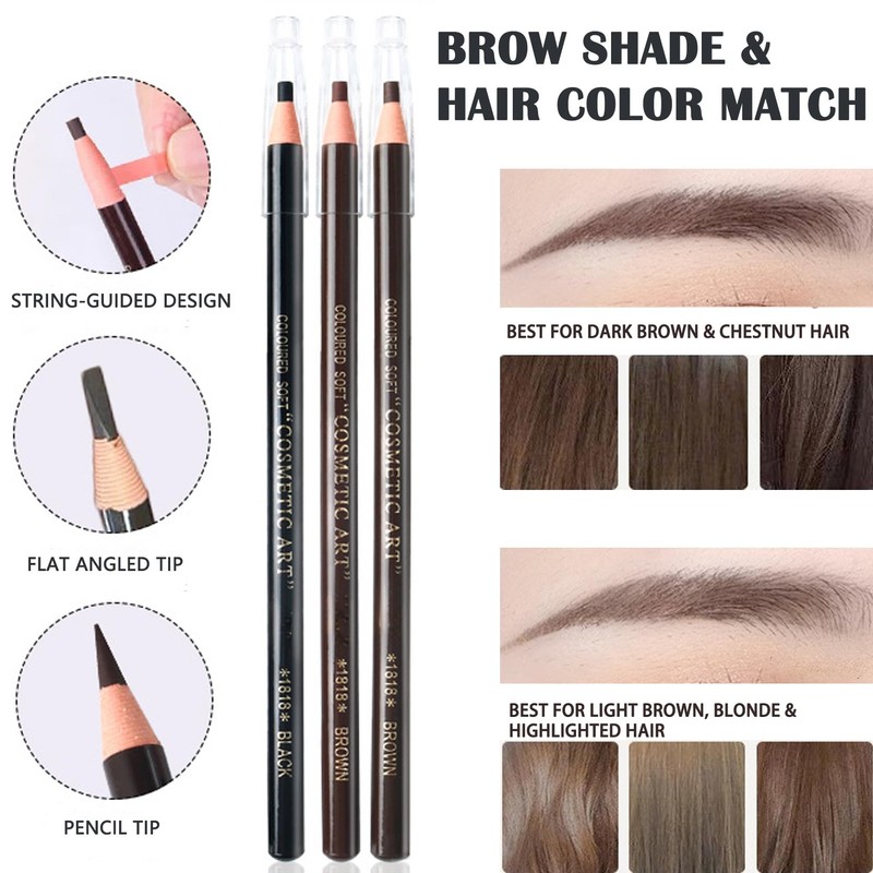 Waterproof Eyebrow Pencil Set, Light Brown, 5 Pencils With Brow
