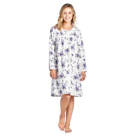 Casual Nights Women's Flannel Floral Long Sleeve Nightgown - Floral Purple - 3X-Large