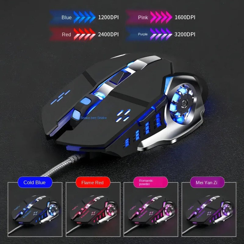 Mouse Gamer K-Snake Q5 con 6 Botones, 3200 dpi y