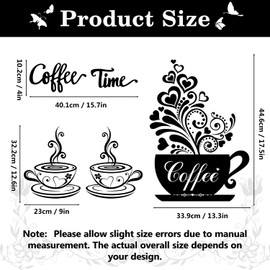 Wall Sticker Coffee Cup Coffee Wall Sticker DIY Wall Sticker Kitchen Black Wall Sticker for Kitchen Dining Room Living Room Restaurant Office Cafes Wall Decoration
