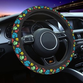 Dog Paws Steering Wheel Cover 15 inch Non-Slip Sweat Absorption Neoprene Decor Car Truck Protector Universal Automotive Accessories