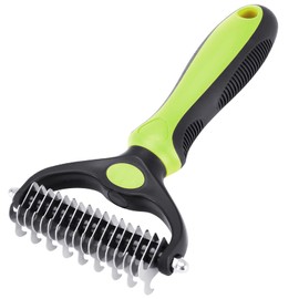 XLCL pet Pet Grooming Tool - 2 Sided Undercoat Rake for Cats and Dogs - Safe Dematting Comb for Easy Mats & Tangles Removing - No More Nasty Shedding and Flying Hair