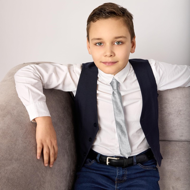 Ladeheid Children's Tie for Boys - Elegant Shiny Look, Pre-Tied
