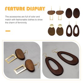 FOMIYES 4 Pairs Vintage Wooden Earrings for Women Geometric Dangle Ear Jewelry Lightweight and Durable for Birthdays and Anniversaries