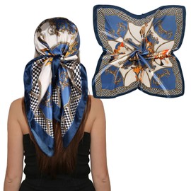 EXTREE Women's 35 inch Fashion Headscarf Silk Satin Scarf for Hair Wrapping at Night Bandana Square Scarf for Sleeping