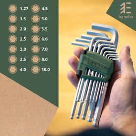 Wiha Essential Allen Key Set 14 Pieces with Ball Head I Hex Socket Set 1.27-10 mm I Allen Key Set for Home & Professional