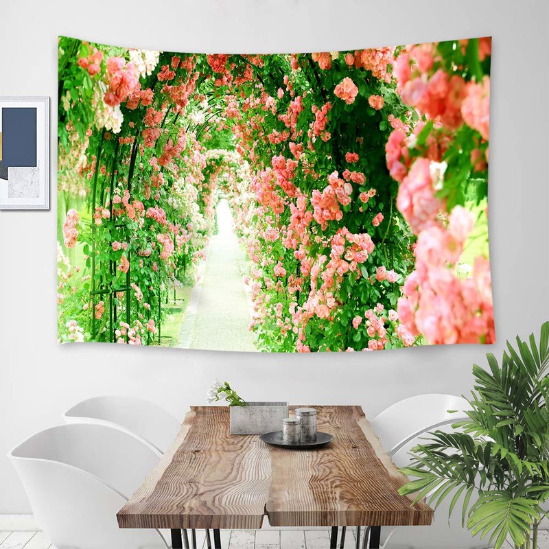 Summer Rose Flower Arch Tapestry Large Wall Hanging Backdrop Wall