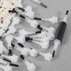 SILPECWEE Nail Polish Brush Kit, 100pcs Disposable Replacement Bristles Nail Brushes with 2 Double-End Wooden Handle, Nail Art Brush for Dip Powder, Liquid Nail Tools Home DIY Salon Use (Black)