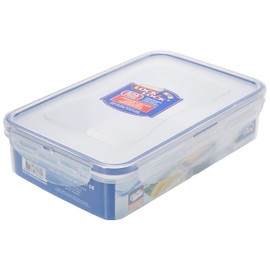 LocknLock Easy Essentials On The Go Meal Prep Lunch Box, Airtight Containers with Lid, BPA Free, Rectangle (3 Section) -27 oz, Clear