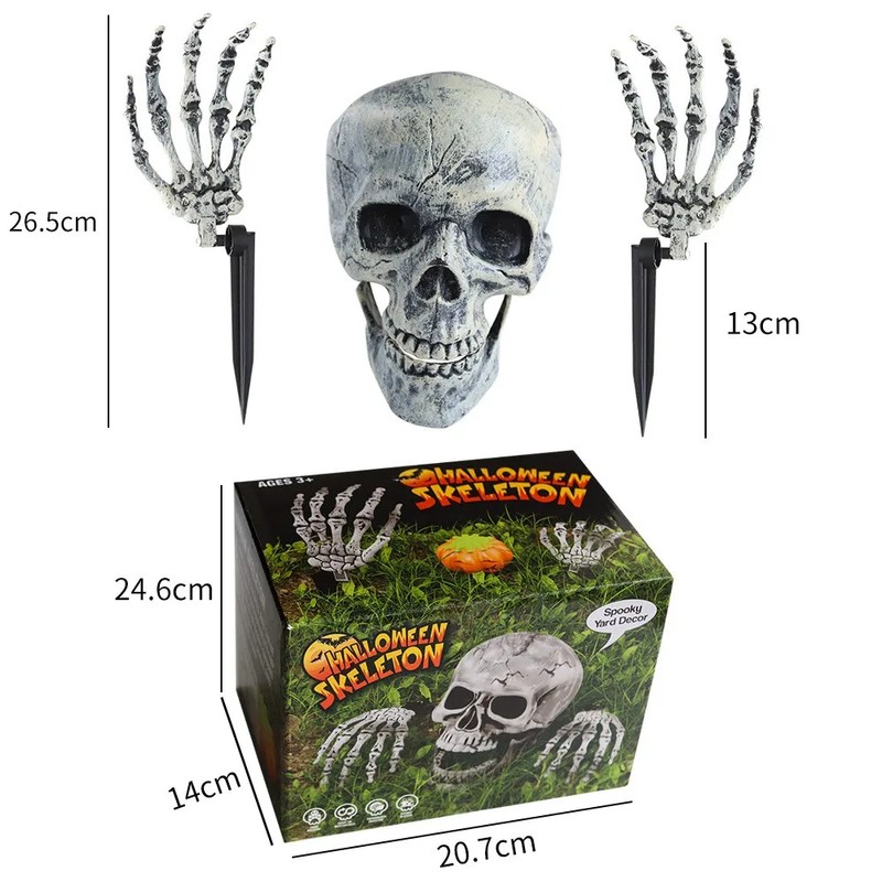Halloween Skeleton Yard Decoration – 3-Piece Skull & Bone Arm