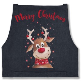 Shirtracer - Apron - Christmas Apron - Adult - Merry Christmas Reindeer, 09 jeans blue