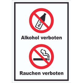 HB-Druck Schild Alkohol Rauchen verboten hochkant A3 Rückseite selbstklebend