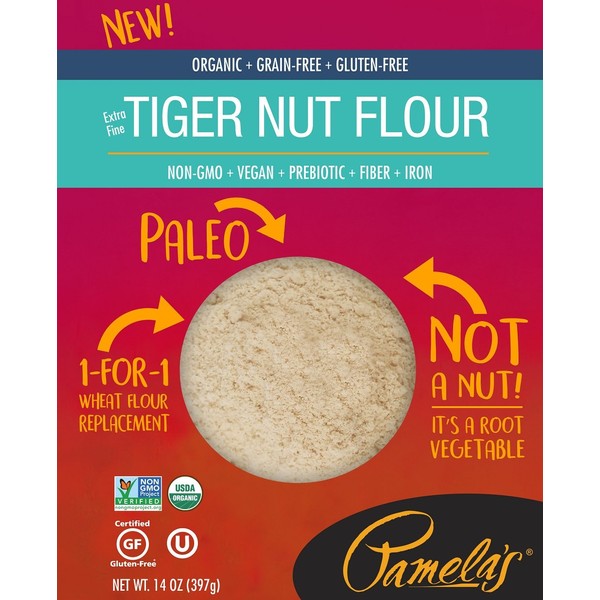Pamela's Products Organic Tiger Nut Flour, Grain Free and Gluten Free Paleo Flour, 14 Oz, 6 Count
