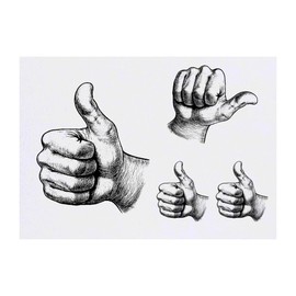 Azeeda 4 x 'Daumen Hoch' Temporäre Tattoos - Wasserfest, Hautfreundlich & Ungiftig · Transfers in Verschiedenen Größen (TO00077070)