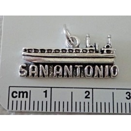 Wholesale Charms Sterling Silver 11x26mm Texas says San Antonio Riverwalk River Cruise Boat Charm