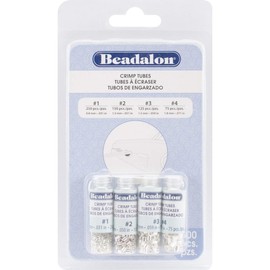 Beadalon Crimp Tubes Variety Pack Sizes 1 2 3 & 4 600/Pkg-Silver-Plated Fabric
