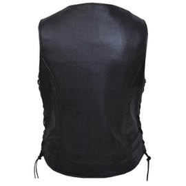 Motorcycle Womens Patch Access Purple Paisley Liner Light weight Leather Vest Side laces & 2 Gun pockets (M)